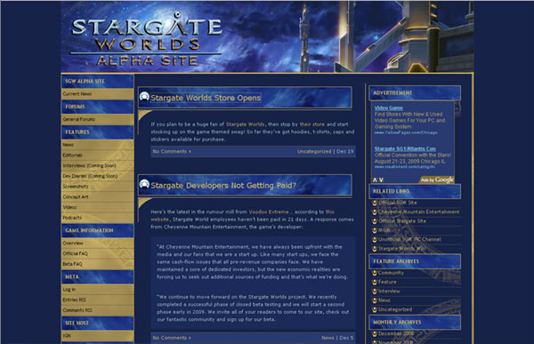 Stargate Worlds Alpha fansite